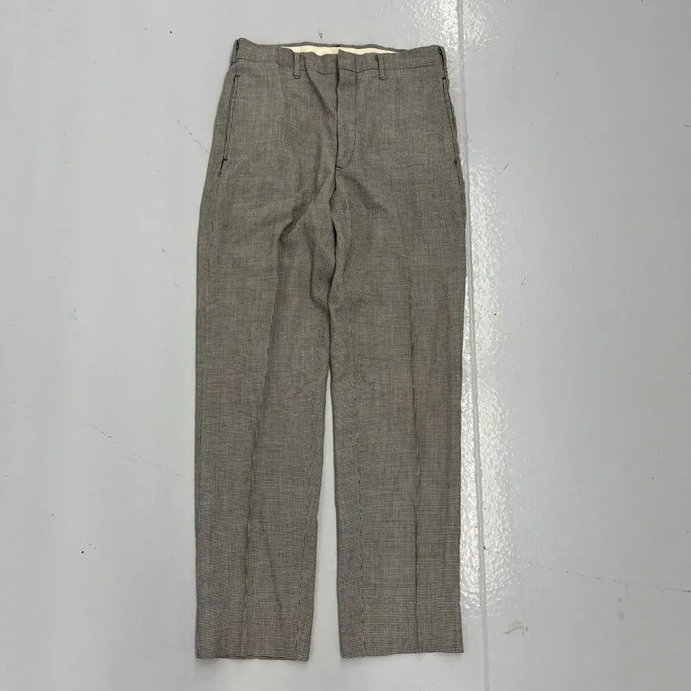 Vintage 60s Black/White Houndstooth Pattern Trousers 29x29
